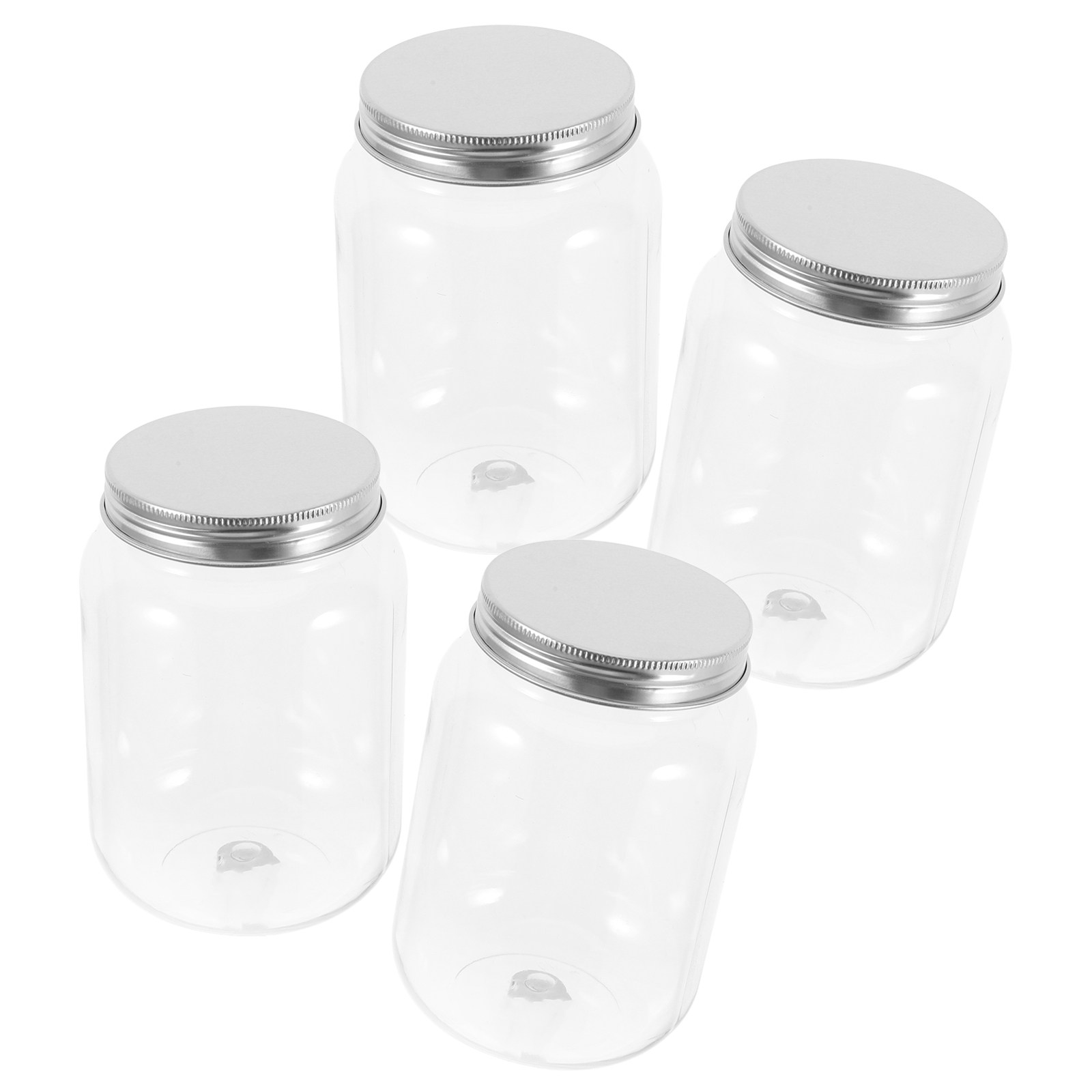 Food Storage Containers - ชุดโหลพลาสติกใส 4 ชิ้น พร้อมฝาปิดสนิท สำหรับจัดเก็บขนม ลูกอม