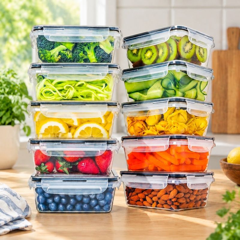 Food Storage Labels - ชุดกล่องเก็บอาหารในครัว 10 ชิ้น ปลอดสาร BPA ความจุ